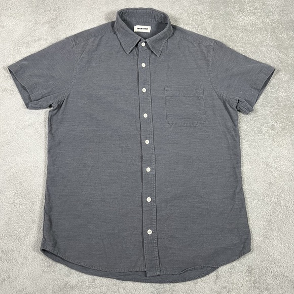 Buck Mason Shirt Mens Medium 38 Gray Corduroy Short Sleeve Button Up Pocket - Picture 1 of 13